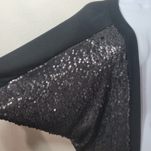 Day Trip Black Draped Front Sequin Batwing Cardigan Sweater Small Lightweight - Picture 5 of 5
